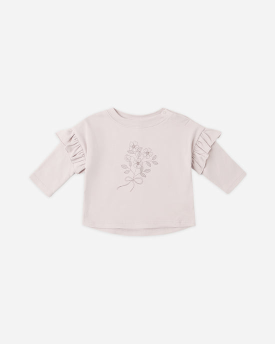Quincy Mae Lilac Fleur | Ruffle Long Sleeve Tee