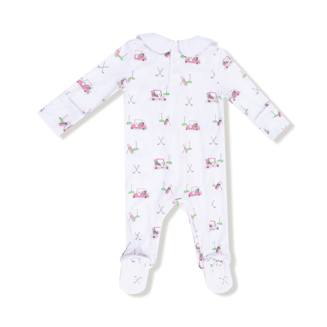 Angel Dear Pink | Baby Golf Carts Smocked Peter Pan Snap Footie