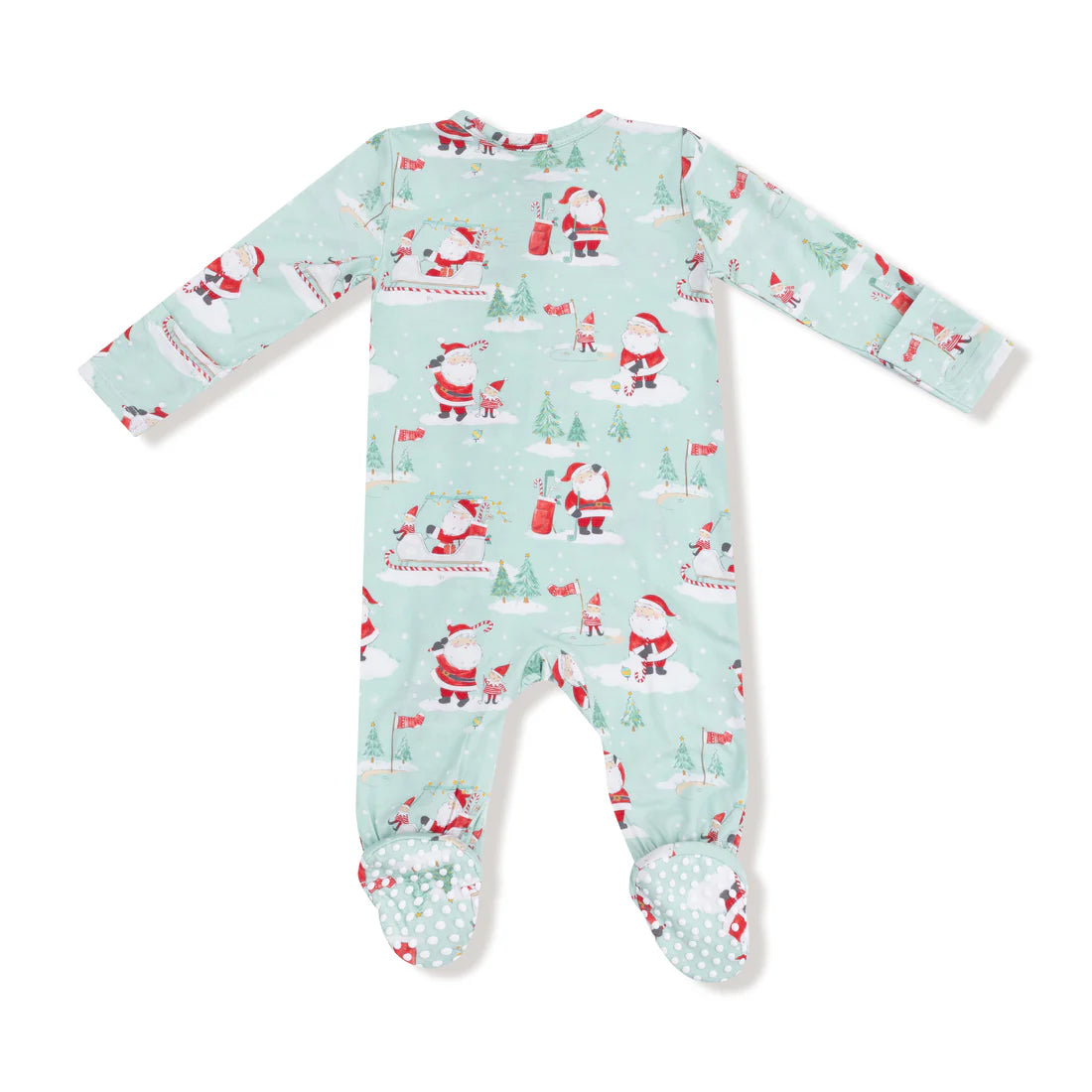 Angel Dear Green Golfing Santa and Elves | 2 Way Zipper Footie