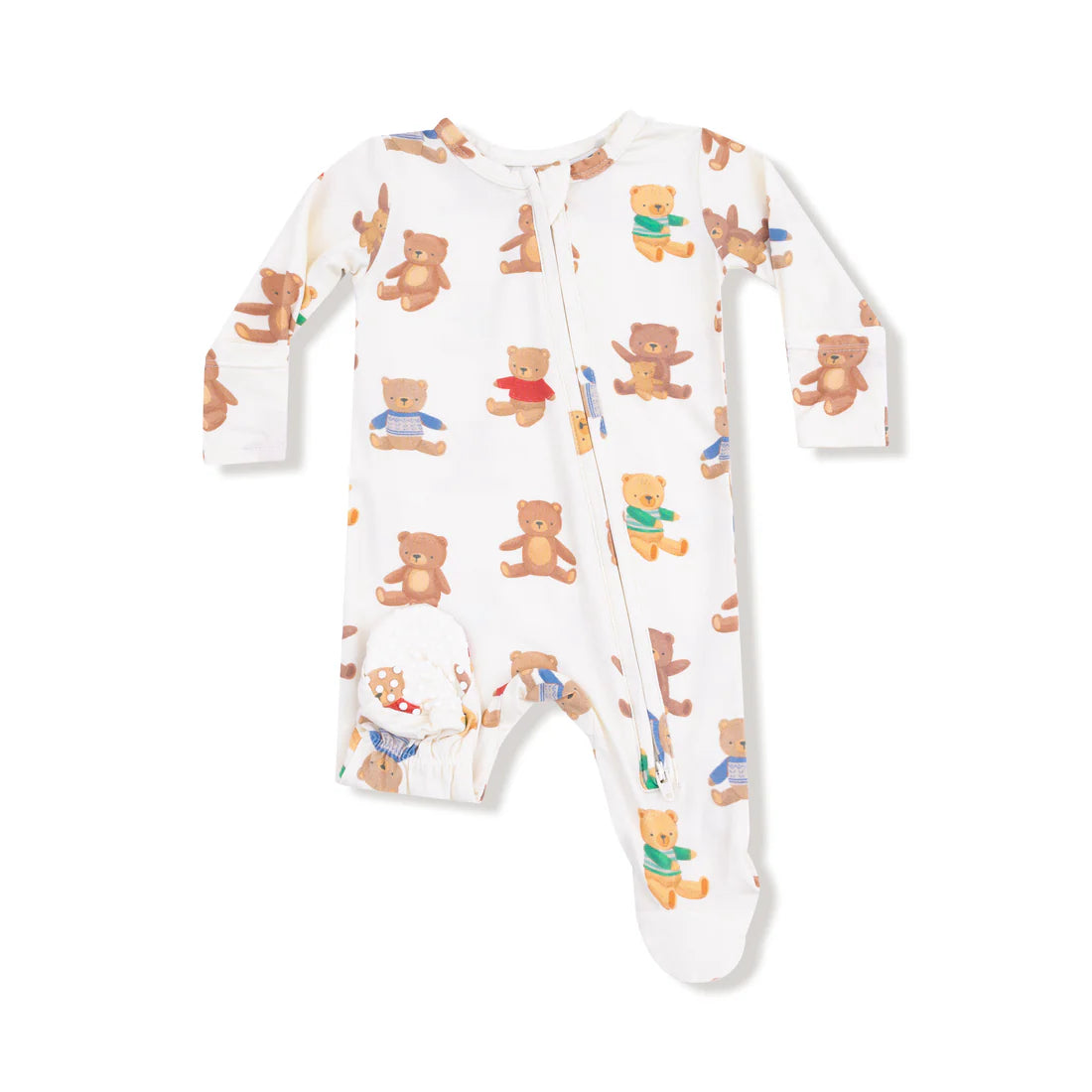Angel Dear Ivory Teddy Bear | 2 Way Zipper Footie