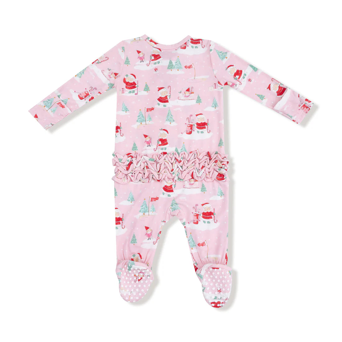Angel Dear Green Golfing Mrs. Claus and Elves | 2 Way Zipper Ruffle Back Footie