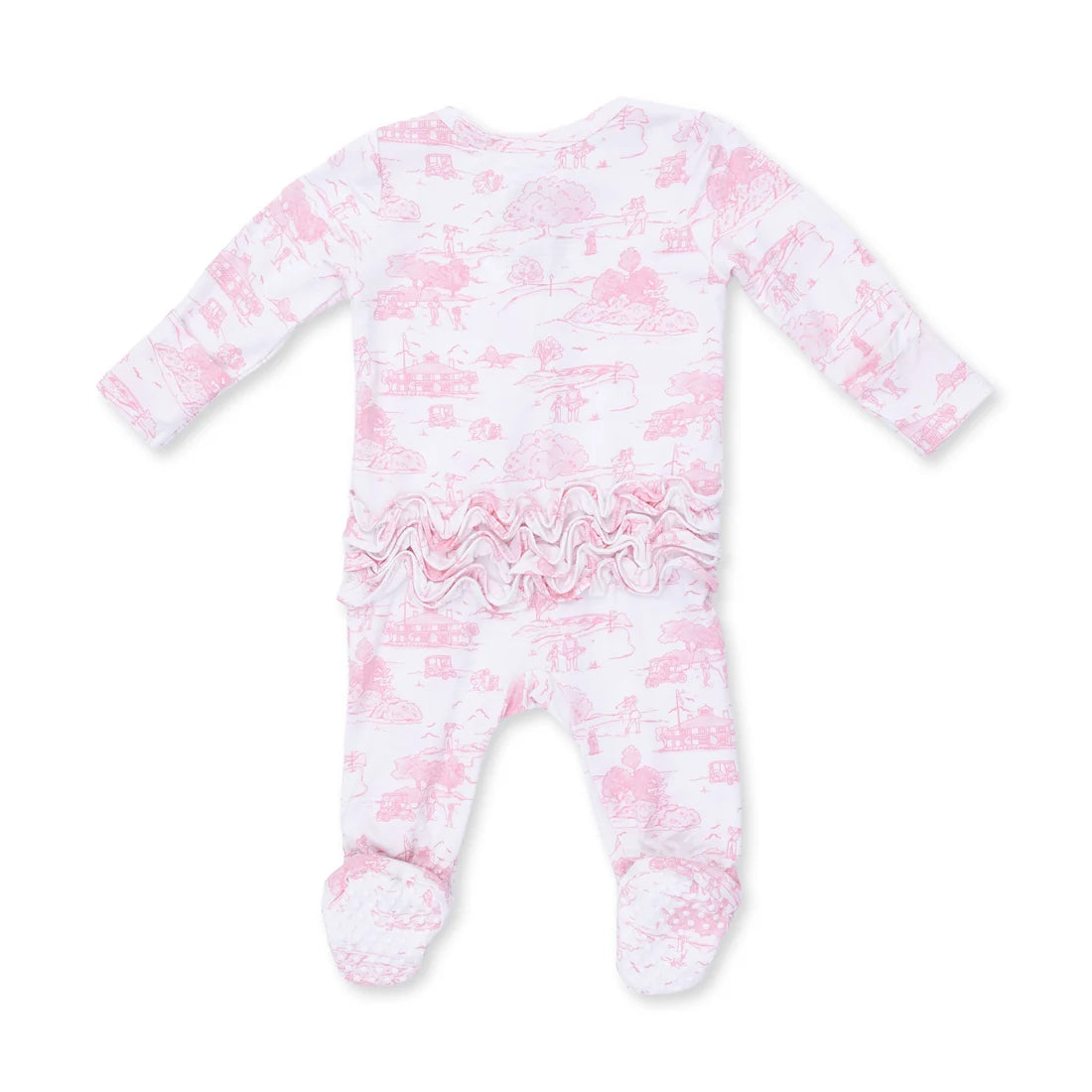 Angel Dear White Pink | Golf Toile 2 Way Zipper Ruffle Footie
