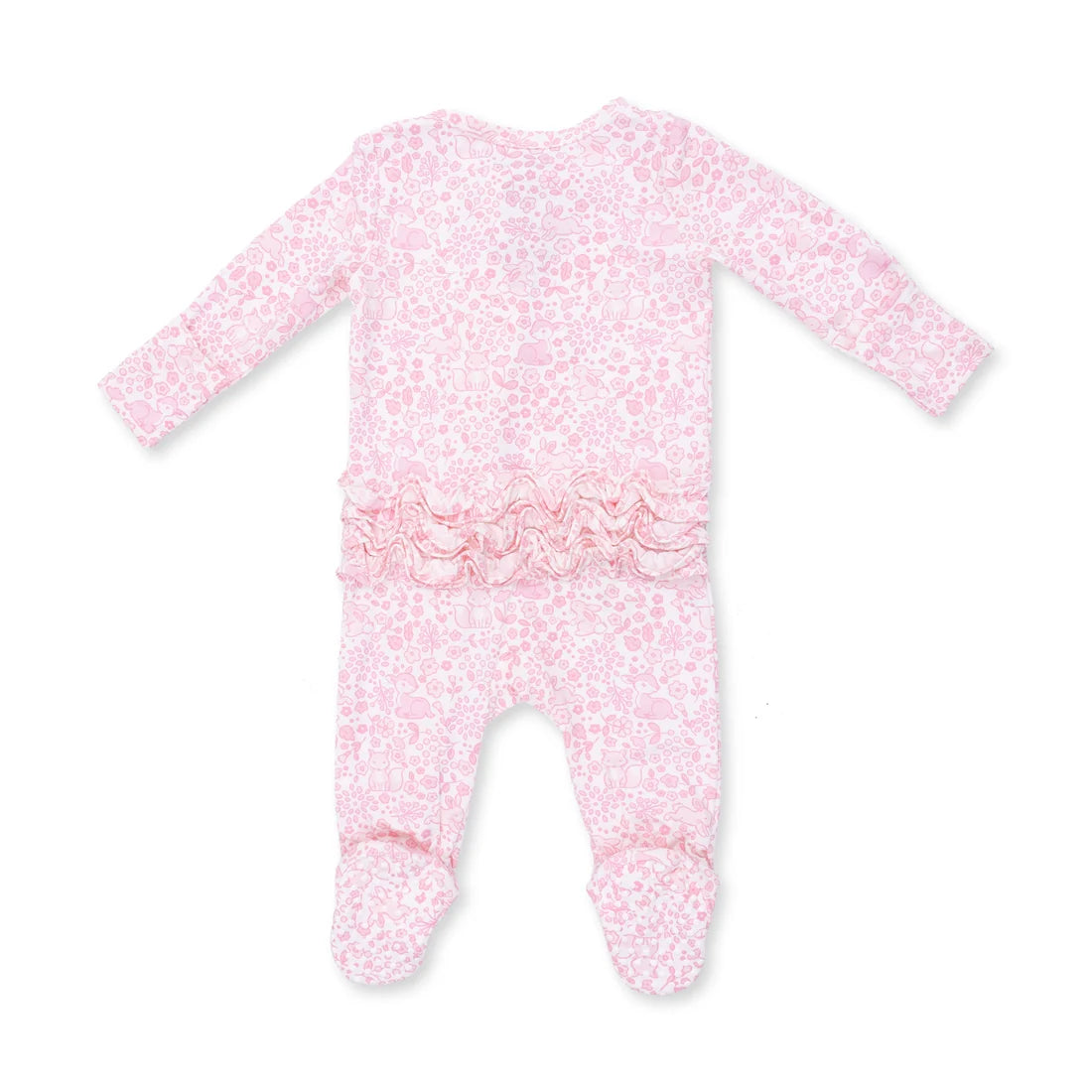 Angel Dear Ivory Pink | Baby Woodland 2 Way Ruffle Back Zipper Footie