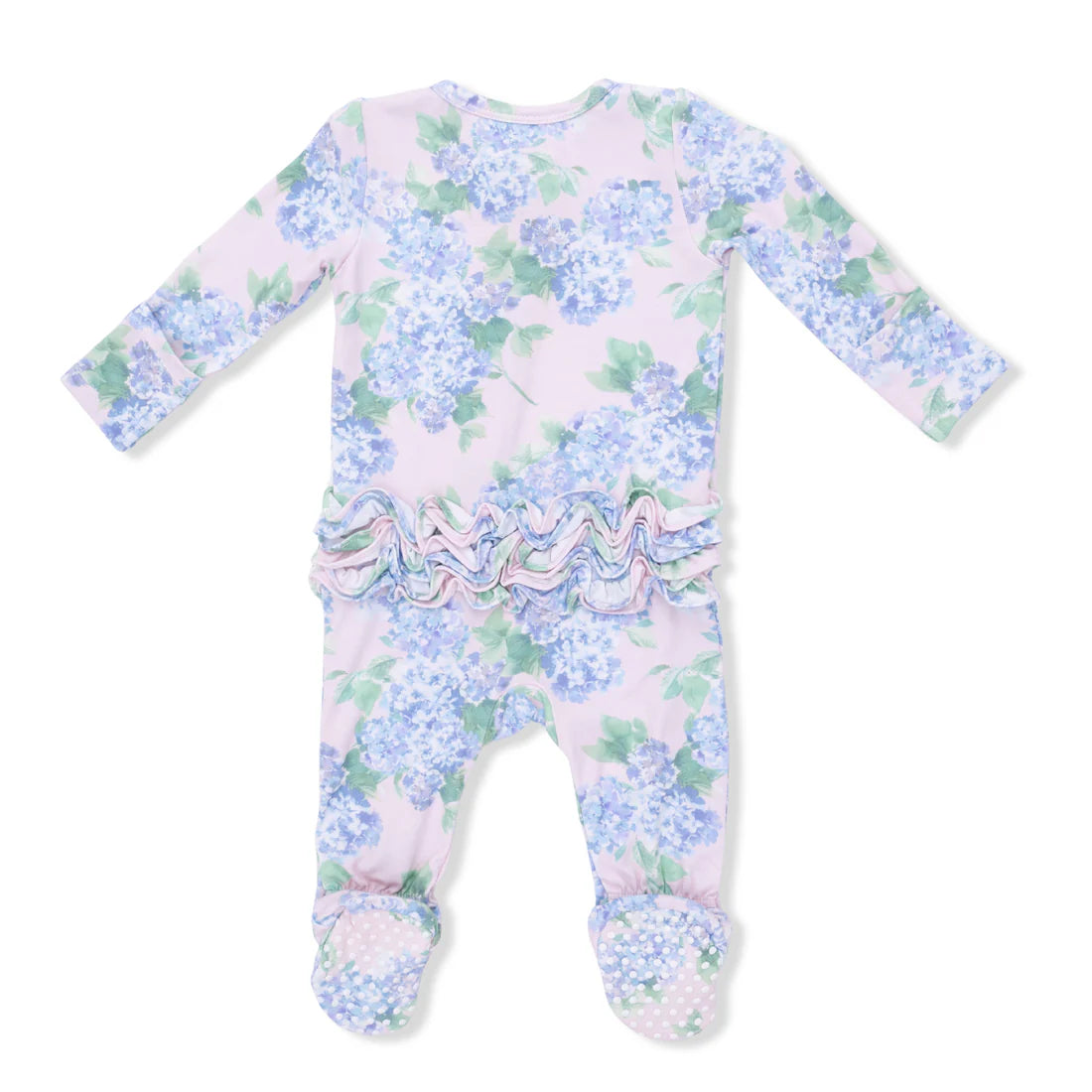 Angel Dear Pink & Blue | Hydrangeas 2 Way Ruffle Back Zipper Footie