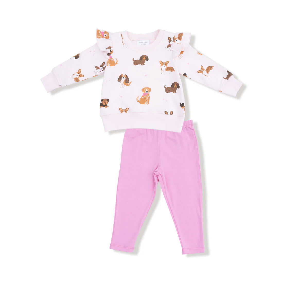 Angel Dear Pink Best Friend Dogs | French Terry Ruffle Sweatshirt + Bamboo Legging