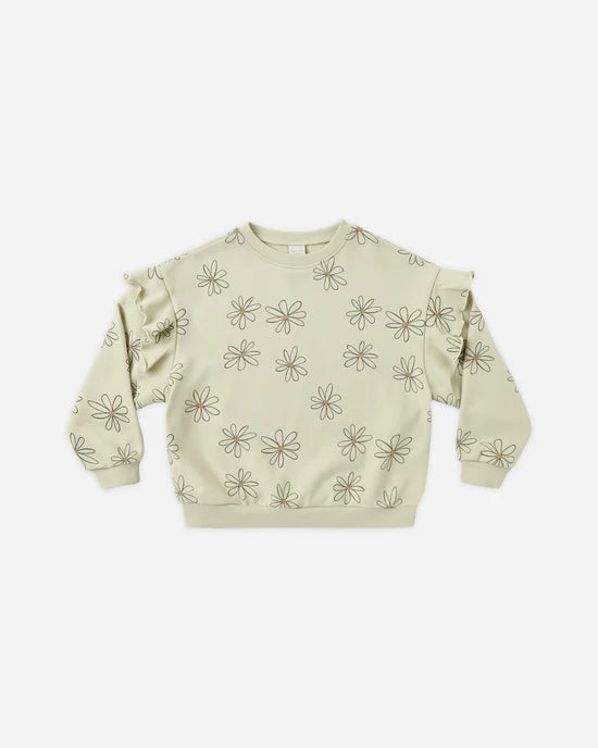 Rylee + Cru Pistachio Big Daisy | Ruffle Sweatshirt