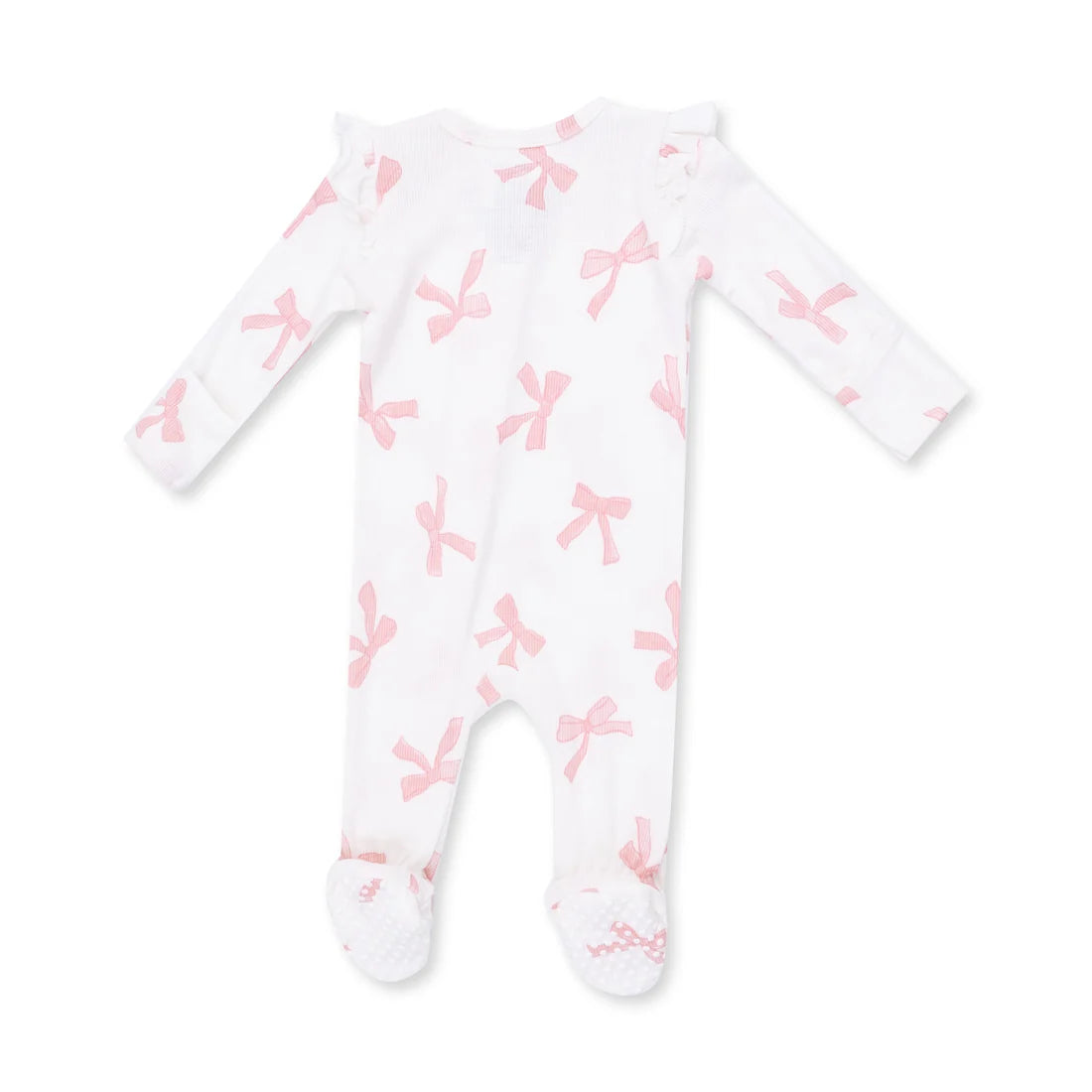 Angel Dear Ivory | Pretty Bows 2 Way Ruffle Sleeve Zipper Footie