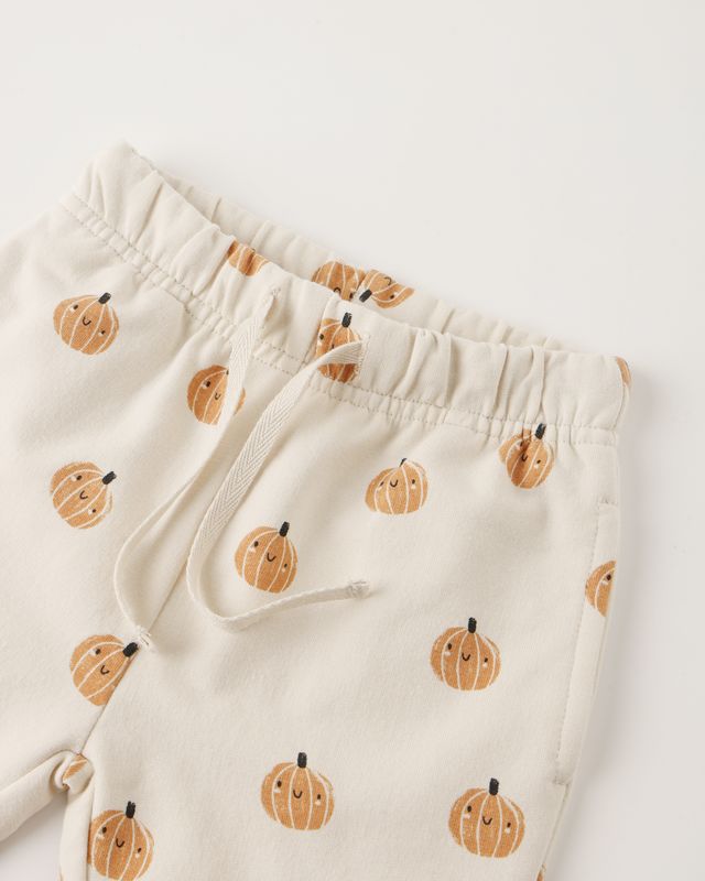 Quincy Mae Natural Smiley Pumpkins | Relaxed Fleece Sweatshirt + Sweatpant