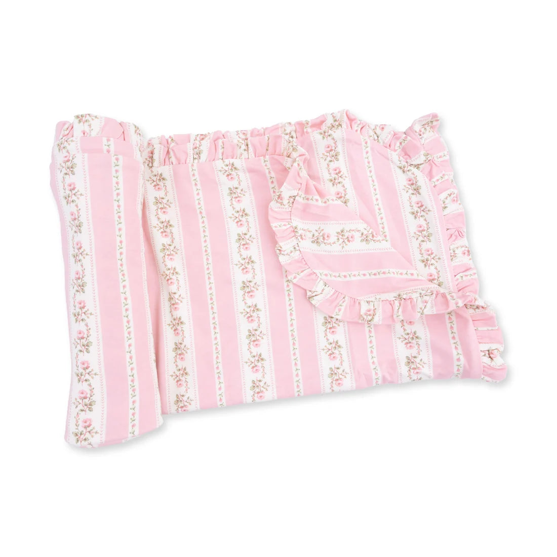 Angel Dear Pink | Antoinette Stripe Ruffle Blanket