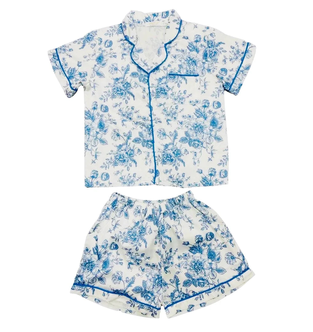 Tweenstyle Blue Floral | Satin Loungewear Set
