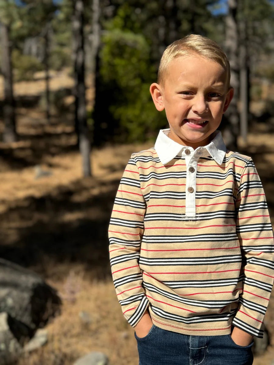 Me & Henry Beige & Black | Rupert Rugby Polo