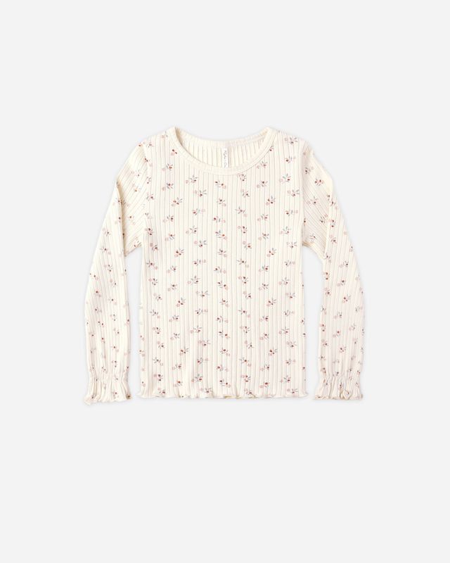 Rylee + Cru Natural Ditsy | Ribbed Long Sleeve Top