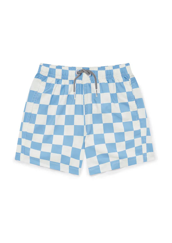 Boardies Blue & Cream | Mojo Checkered Shorts