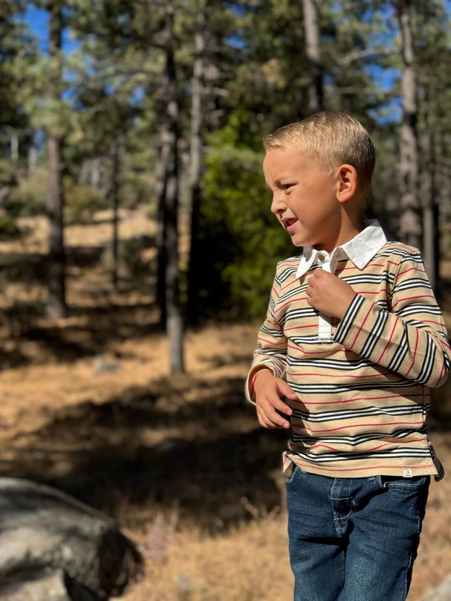 Me & Henry Beige & Black | Rupert Rugby Polo