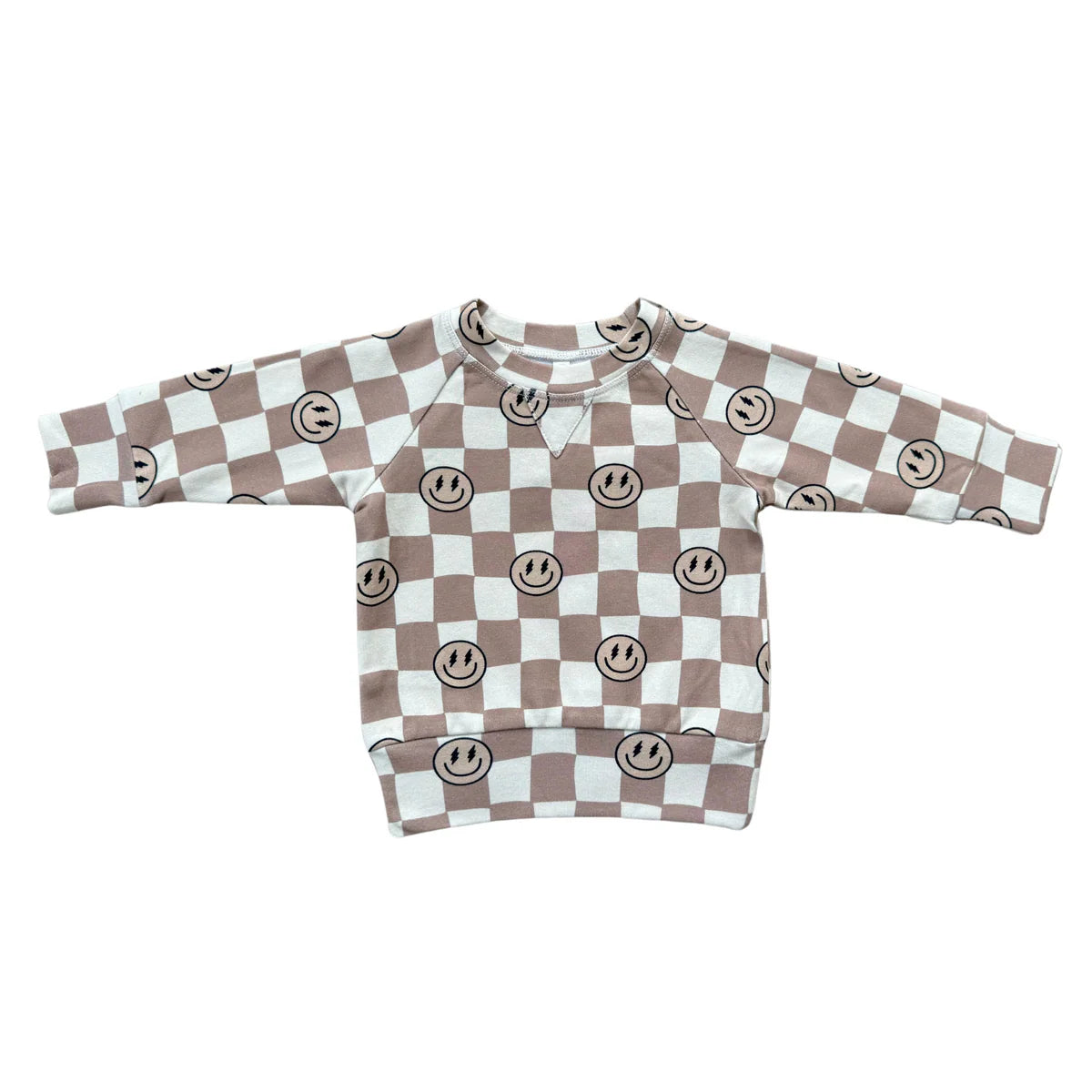 Baby Sprouts Portabella | Smiley Check Raglan Sweatshirt