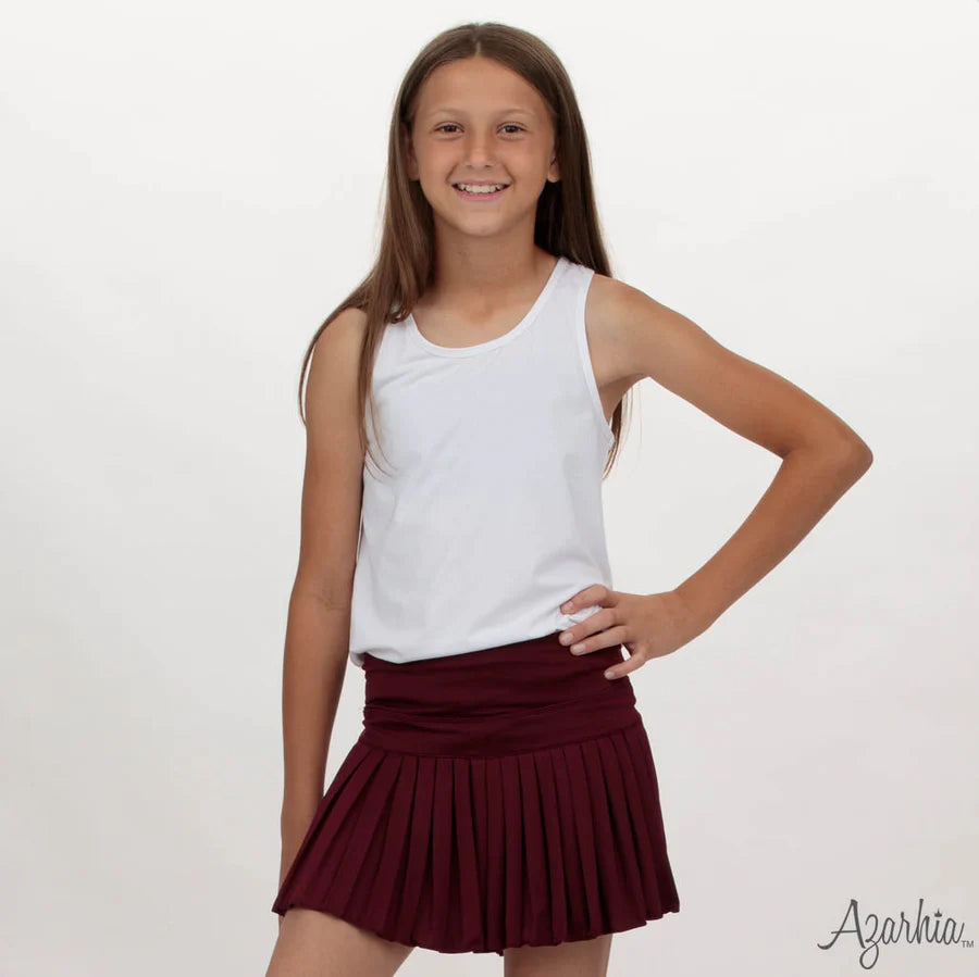 Azarhia Maroon | Solid Mini Pleated Skort