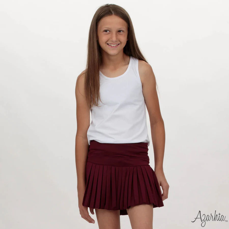 Azarhia Maroon | Solid Mini Pleated Skort