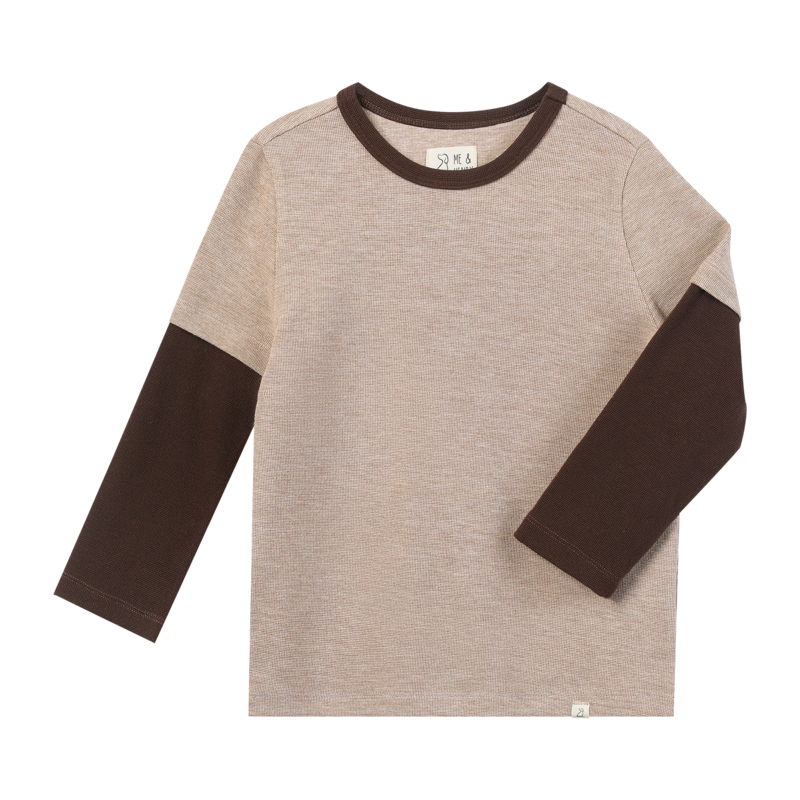 Me & Henry Beige Waffle | Cameron Mock Sleeve Tee