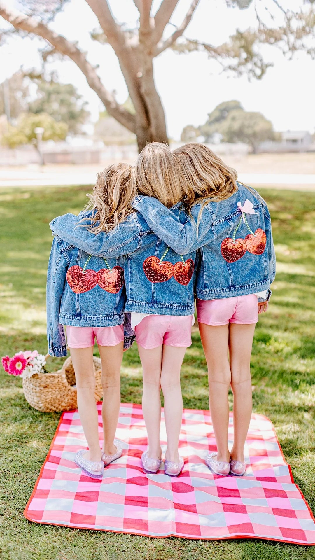Three Wildflower Designs Cherry and Bow | Denim Jacket