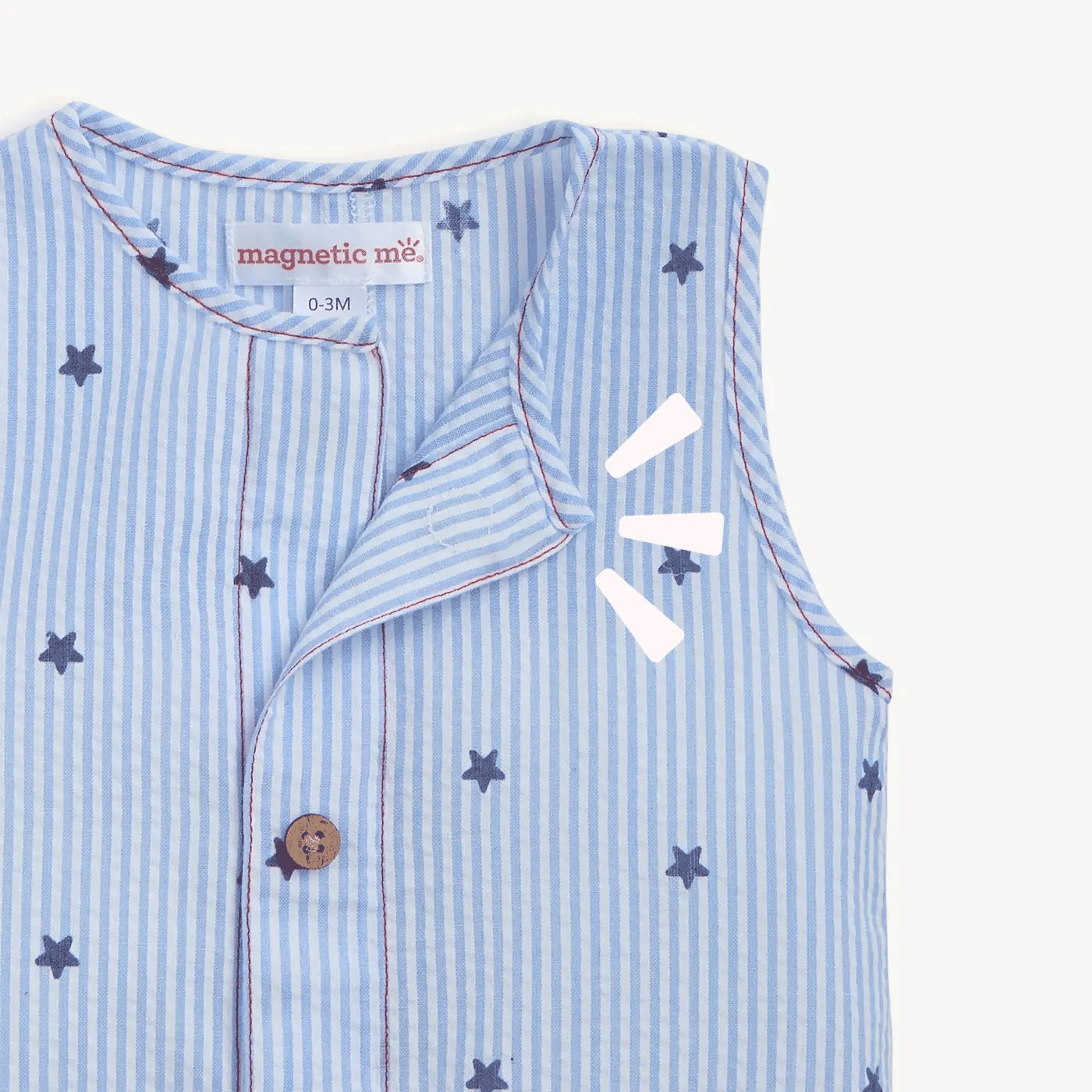 Magnetic Me Seersucker Stripe Stars | Sleeveless Pant Romper