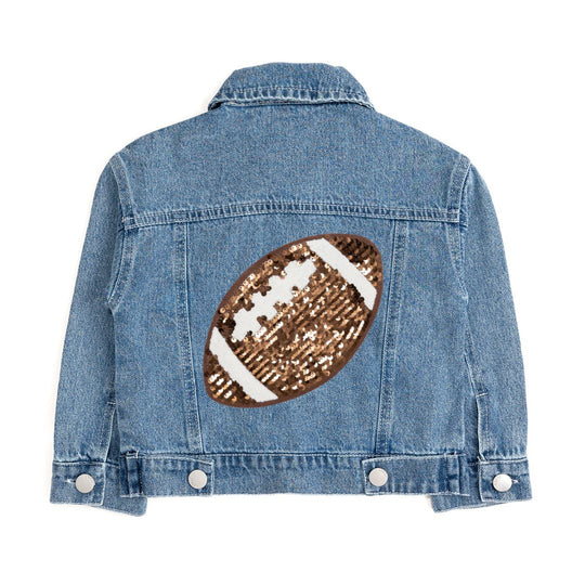 Sweet Wink Denim | Game Day Football Sequin Patch Jacket