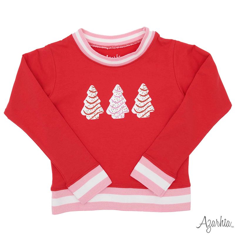 Azarhia Red Christmas | Glitter Confetti Cake Crew Sweatshirt