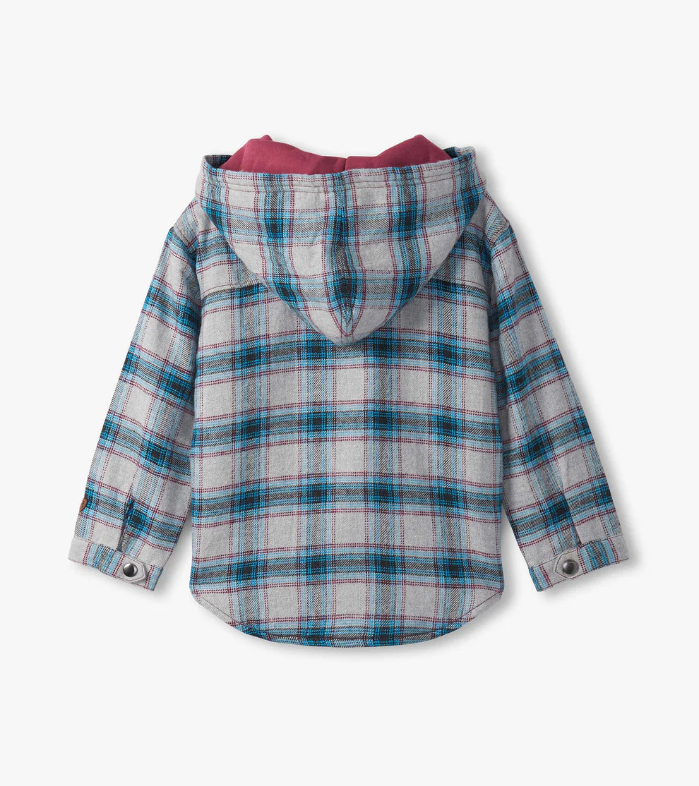 Hatley Charcoal and Maroon | Plaid Lined Hooded Jacket