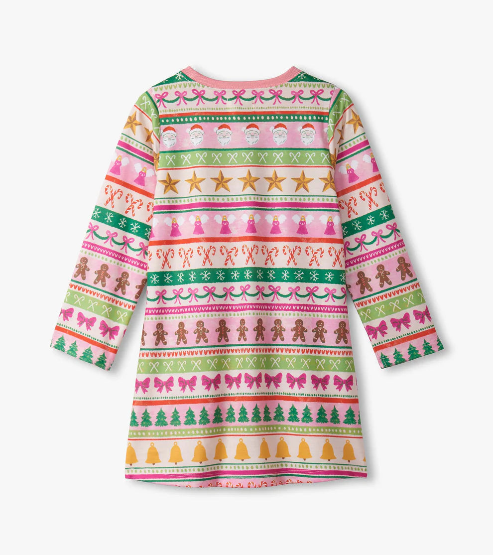 Hatley Pink Fun | Fair Isle Long Sleeve Nightdress