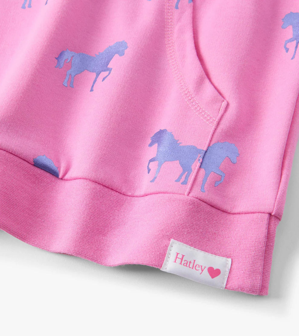 Hatley Shimmer | Horses Raw Edge Pullover Sweater