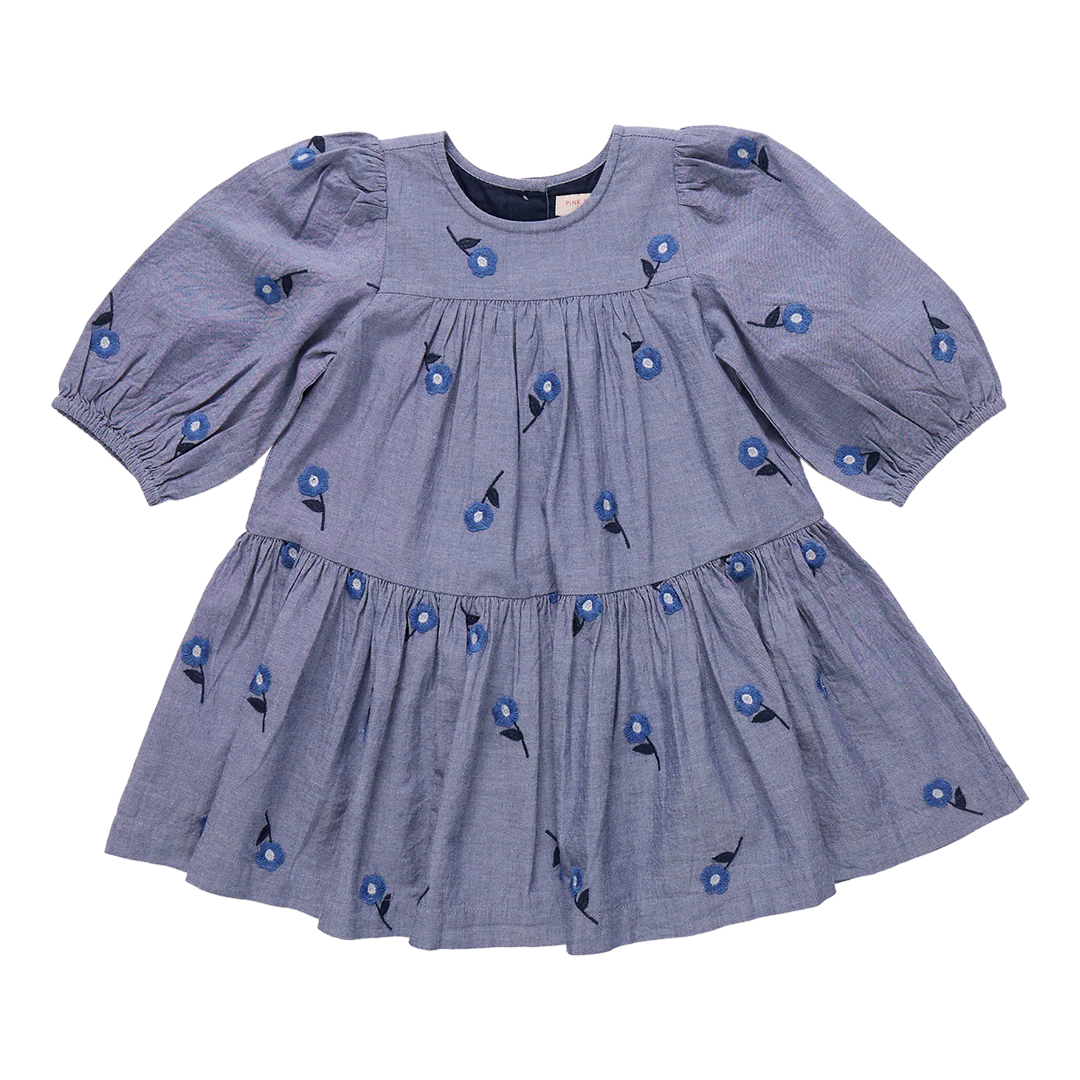 Pink Chicken Blue Blossom | Fiona Embroidery Dress