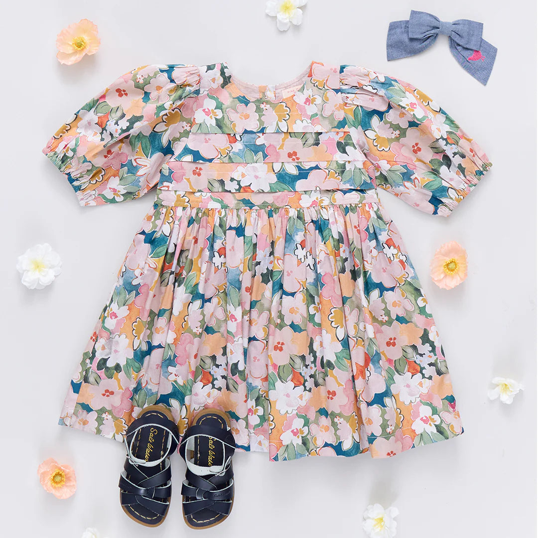 Pink Chicken Watercolor Floral | Evelyn Dress