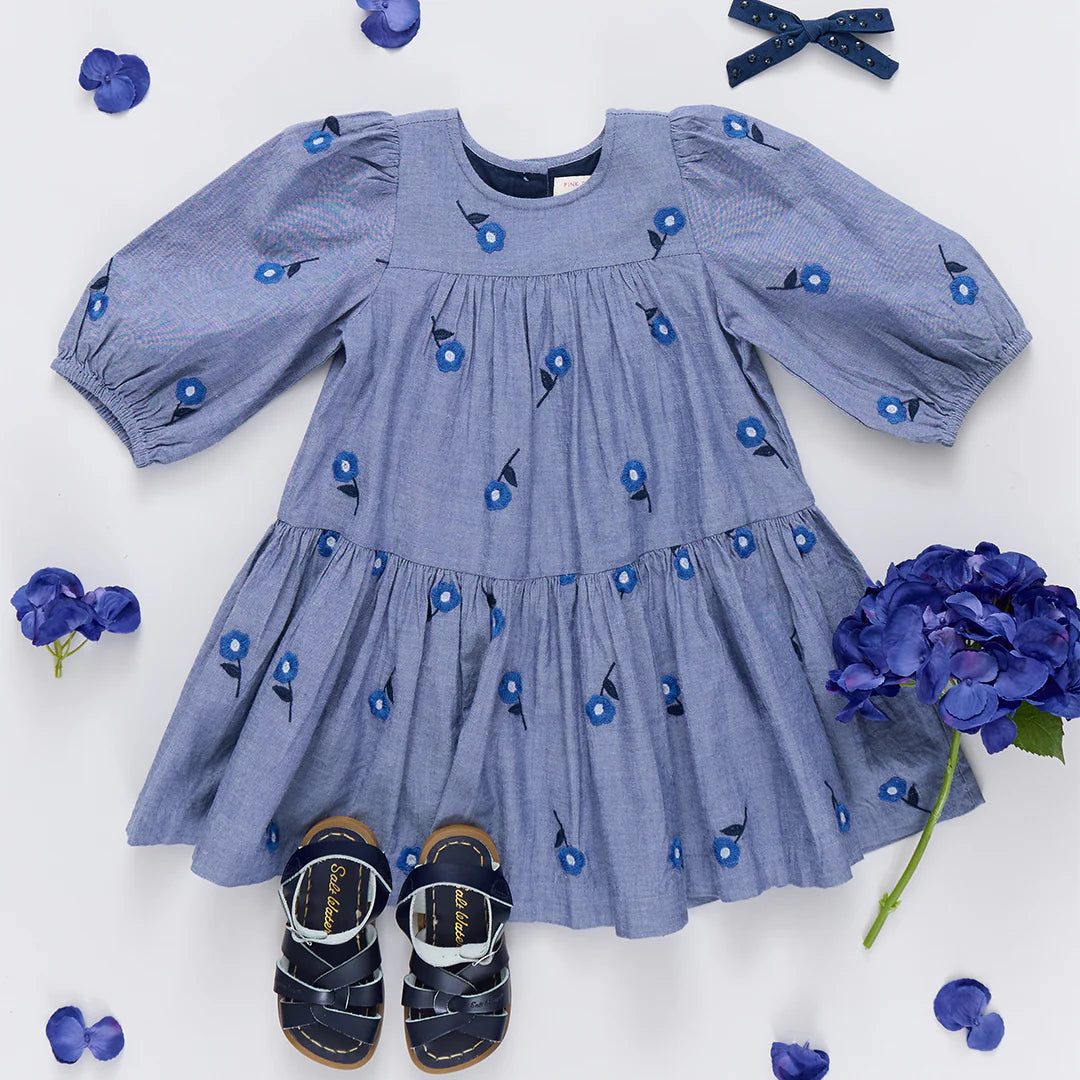 Pink Chicken Blue Blossom | Fiona Embroidery Dress