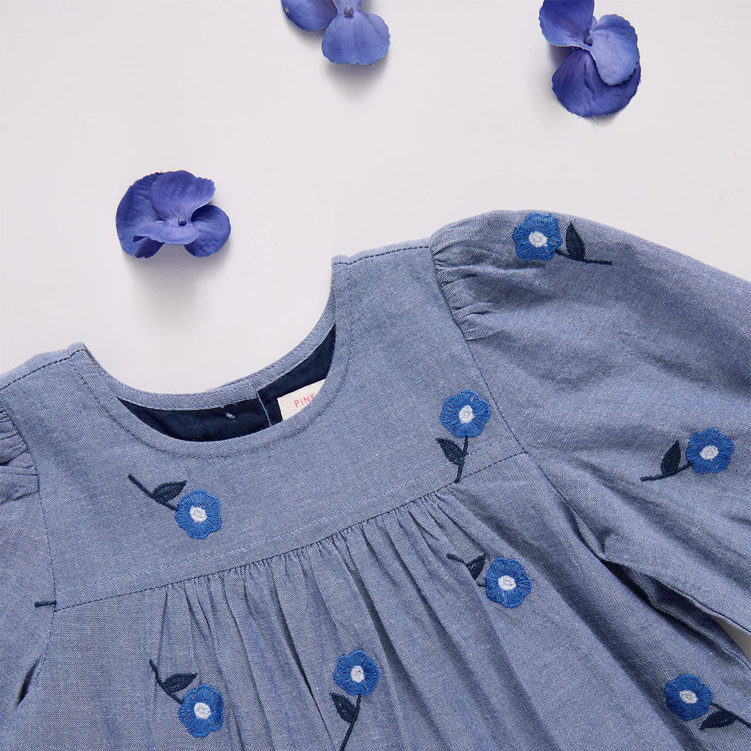 Pink Chicken Blue Blossom | Fiona Embroidery Dress