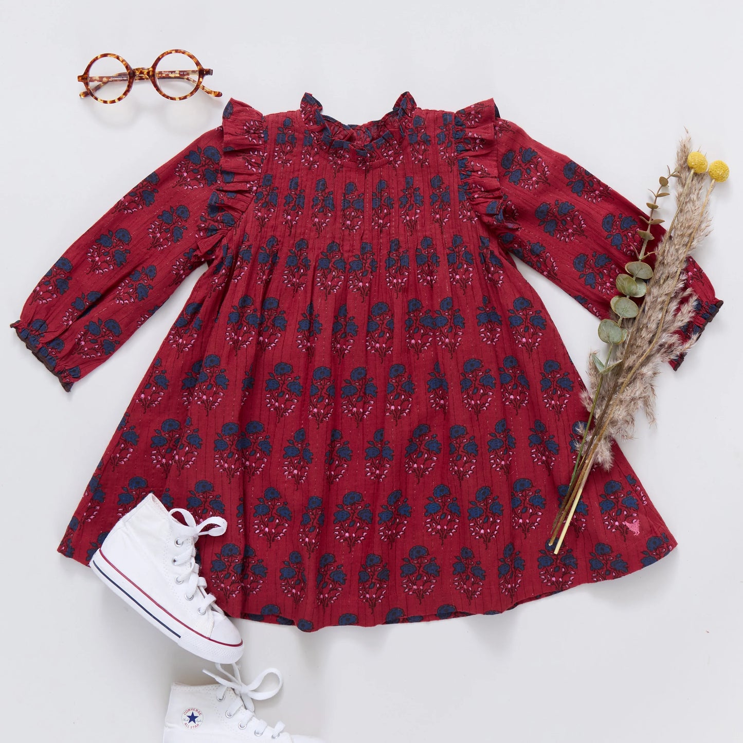 Pink Chicken Red Autumn Strawflower | Jaipur Dress