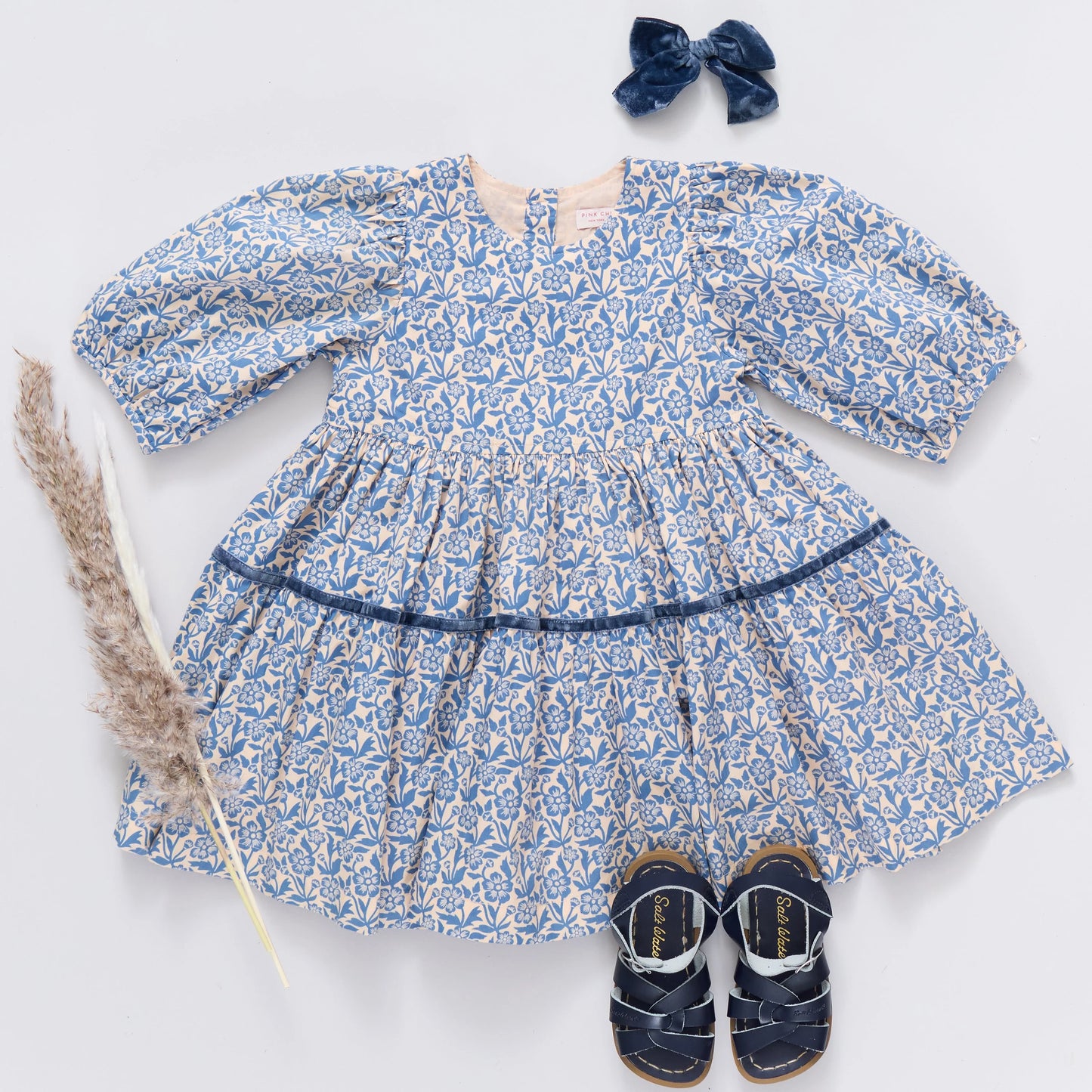 Pink Chicken Blue Climbing Floral | Maribelle Dress