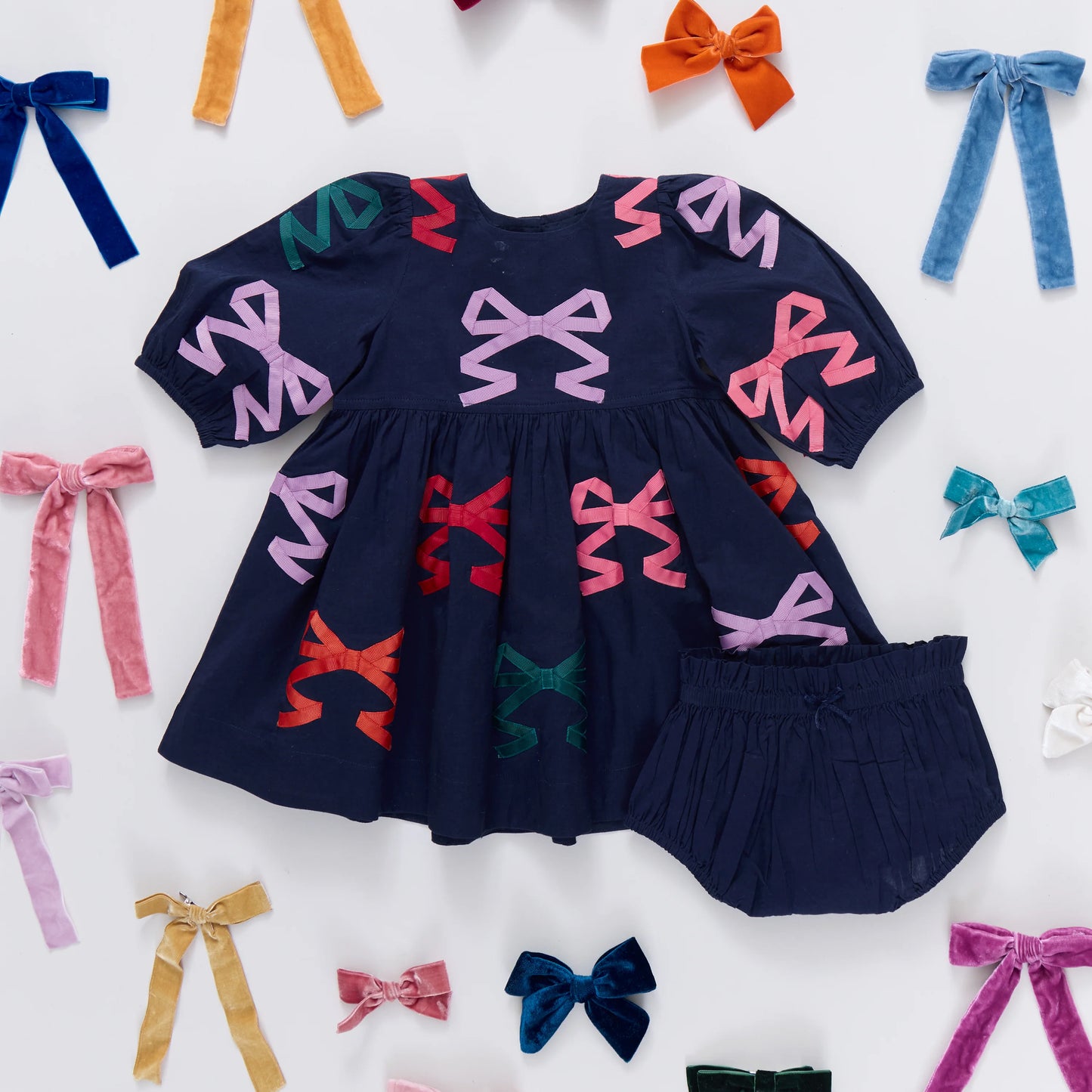 Pink Chicken Multi Bow Applique | Brooke Dress Set