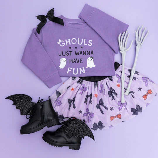 Sweet Wink Lavender | Spooky Bows Halloween Tutu