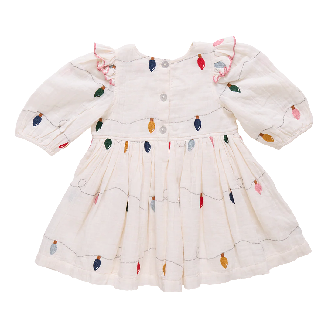 Pink Chicken Christmas Lights | Embroidery Brooke Dress