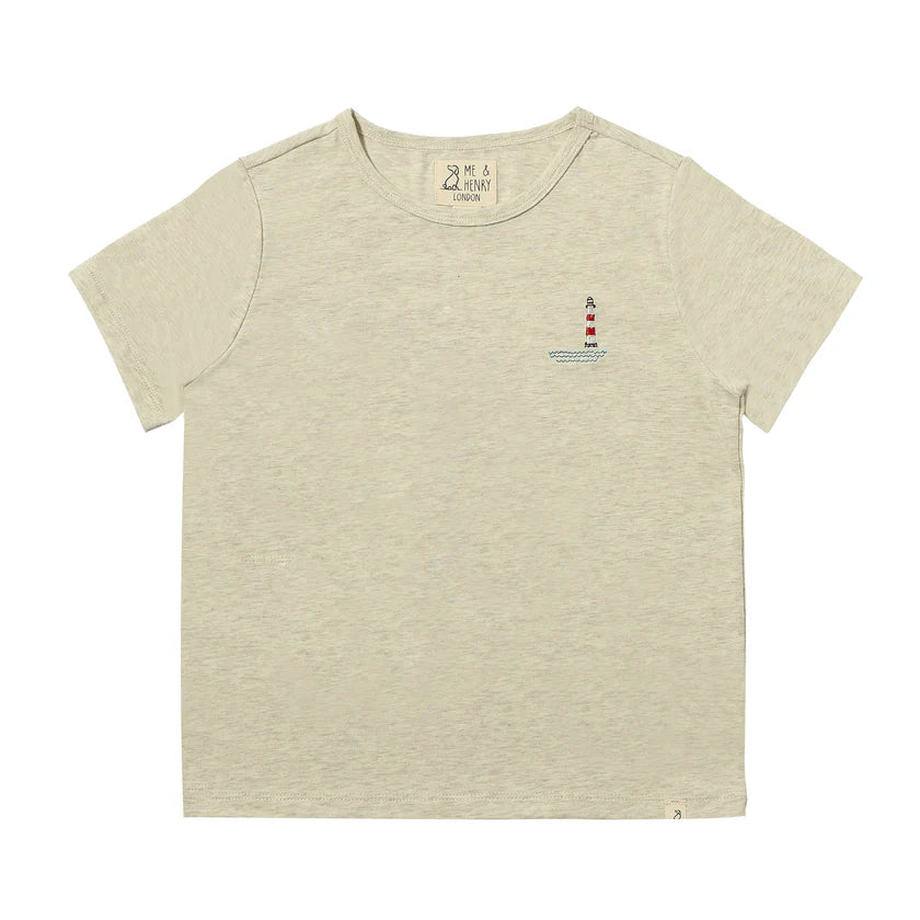Me & Henry Grey Lighthouse | Marine Embroidered Tee