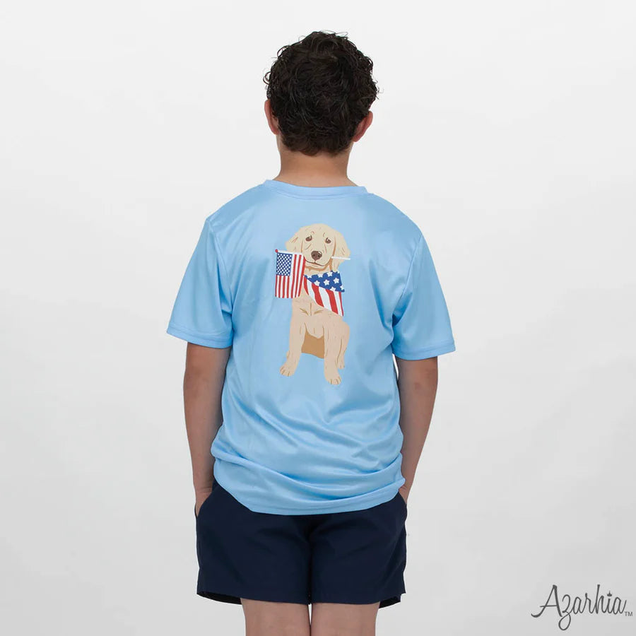 Azarhia Light Blue | American Lab Screen Print Dri Fit T-Shirt