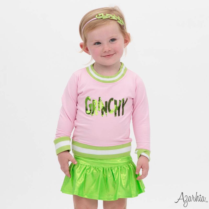 Azarhia Pink Christmas | Sequin Grinchy Crew Sweatshirt