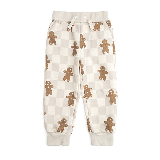 Sweet Wink Ivory | Gingerbread Christmas Checkered Jogger