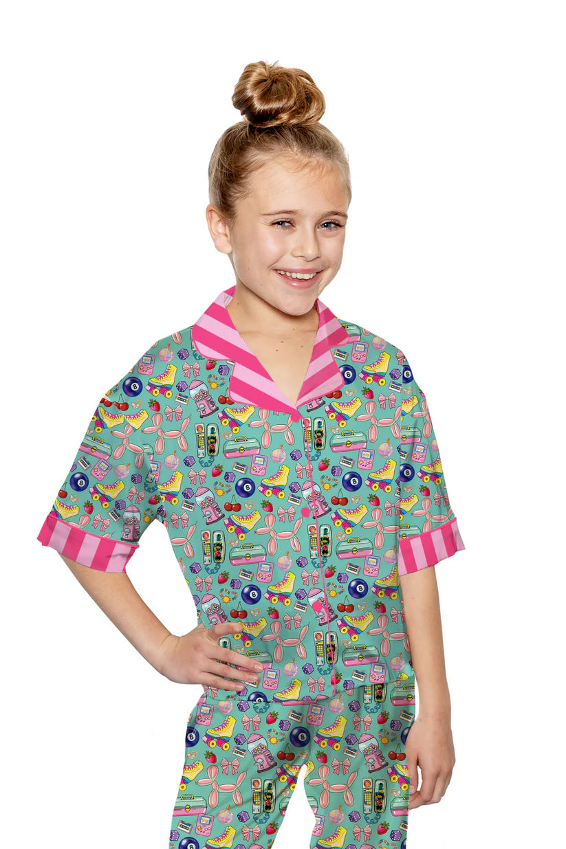Sunshine Society 90s Girl | Silky Short Sleeve With Pants Set
