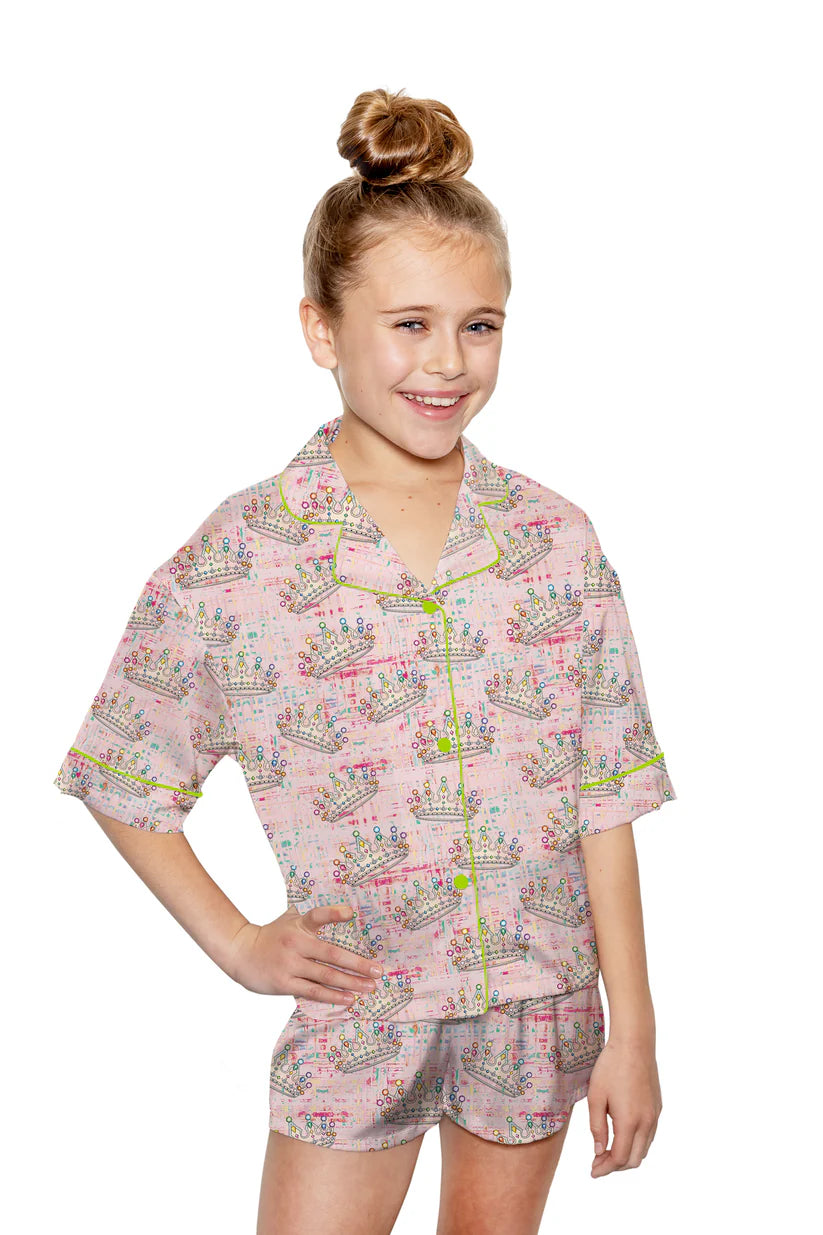 Sunshine Society Crown Jewels | Silky Short Sleeve With Shorts Set