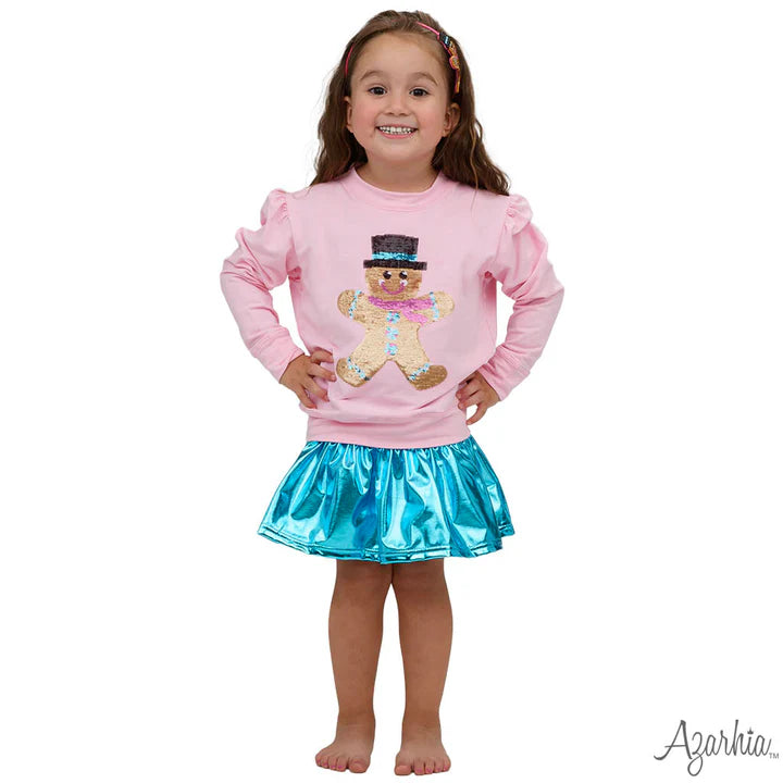 Azarhia Turquoise | Slick Metallic Gathered Skort