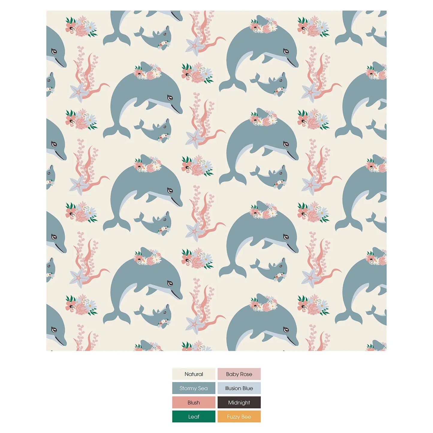 Kickee Natural Dolphins | Print Ruffle Toddler Blanket