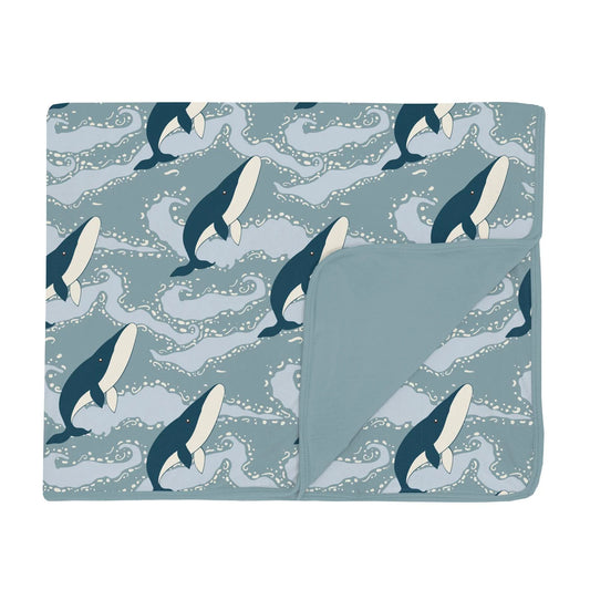 Kickee Stormy Sea Splashing Whales | Print Toddler Blanket