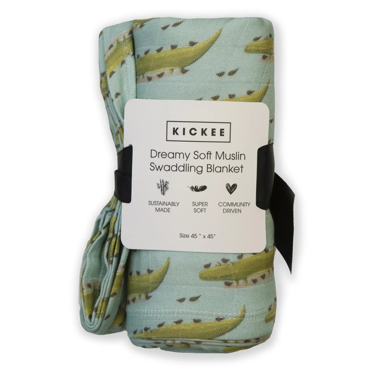 KicKee Spring Sky Croc & Friends | Print Dreamy Soft Muslin Swaddling Blanket