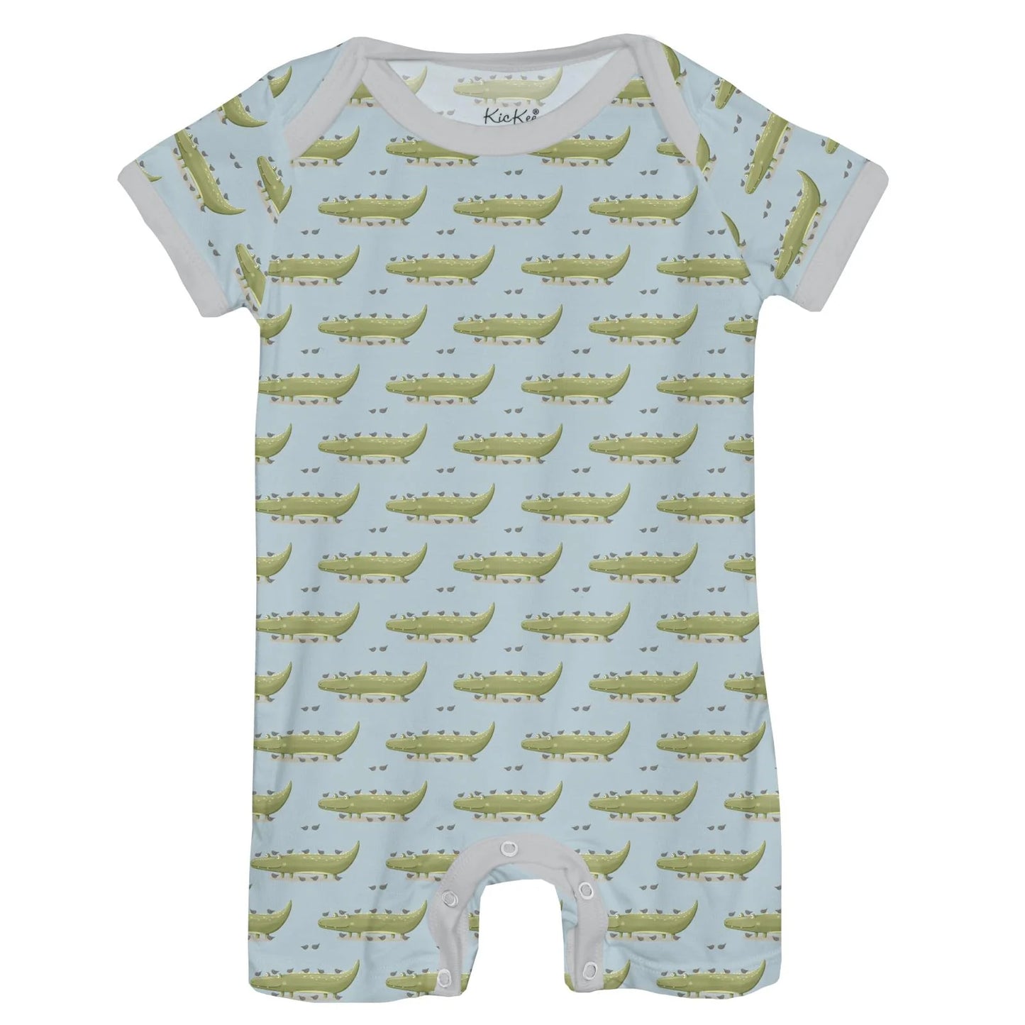 KicKee Spring Sky Croc & Friends | Print Short Sleeve Beau Romper