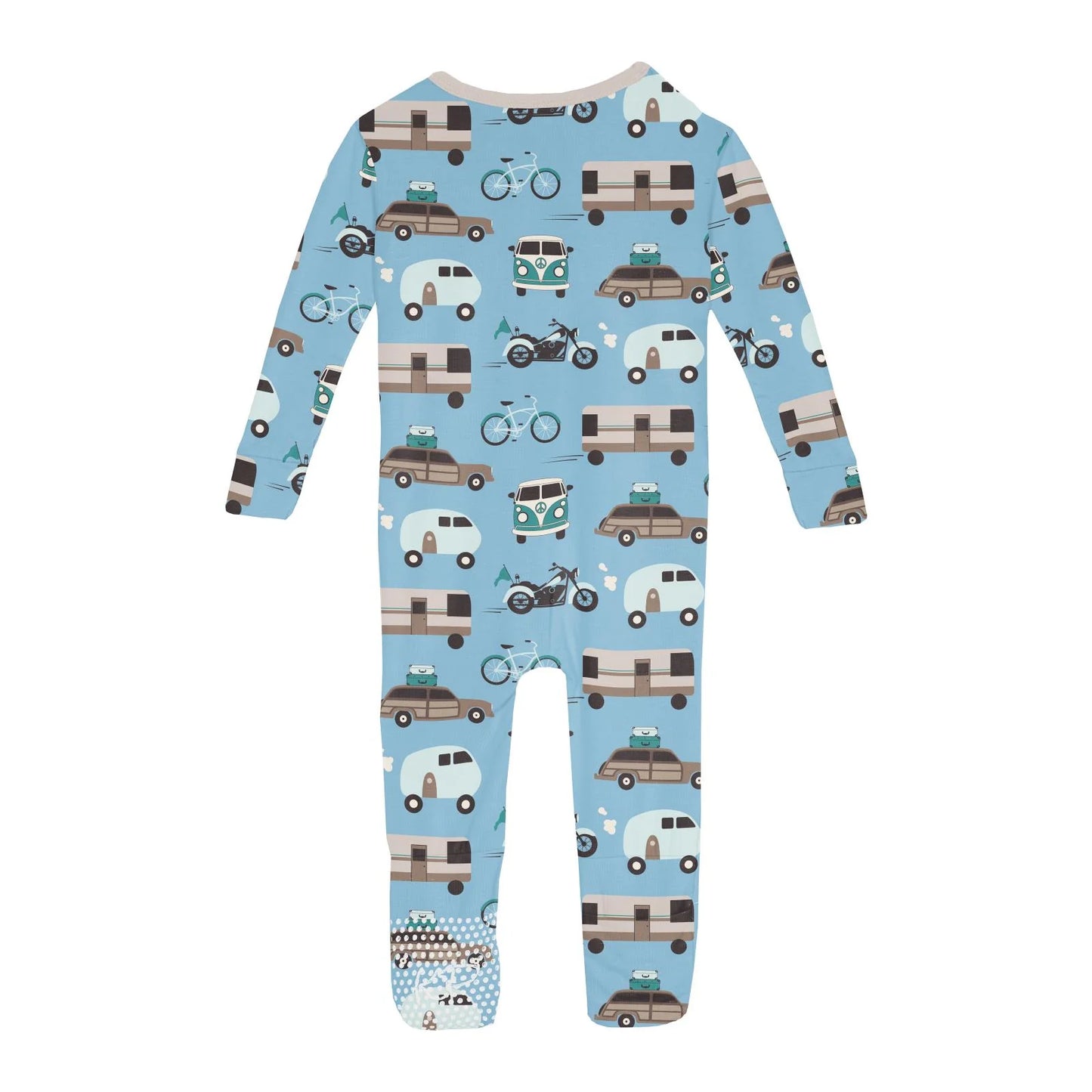 Kickee Seaside Blue On The Way | Print Convertible Sleeper With Zipper